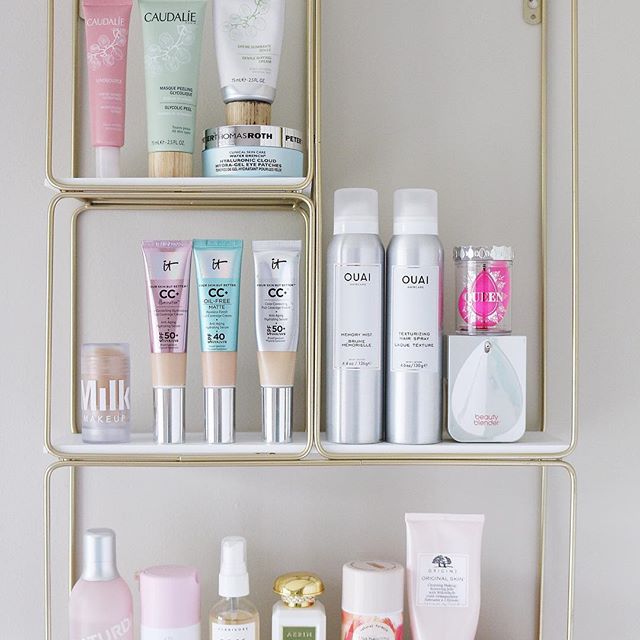 A pretty pastel beauty shelfie. 🌸 Have you shopped the @sephora sale? I splurged on a bunch of skincare products that I’ve been eager to try including the @tatcha dewy skin cream and @laneige_us lip sleeping mask. Let me know what you’re getting in the comments. ⬇️