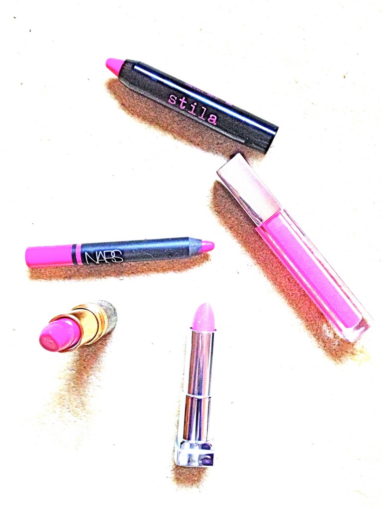 neon pink lipstick