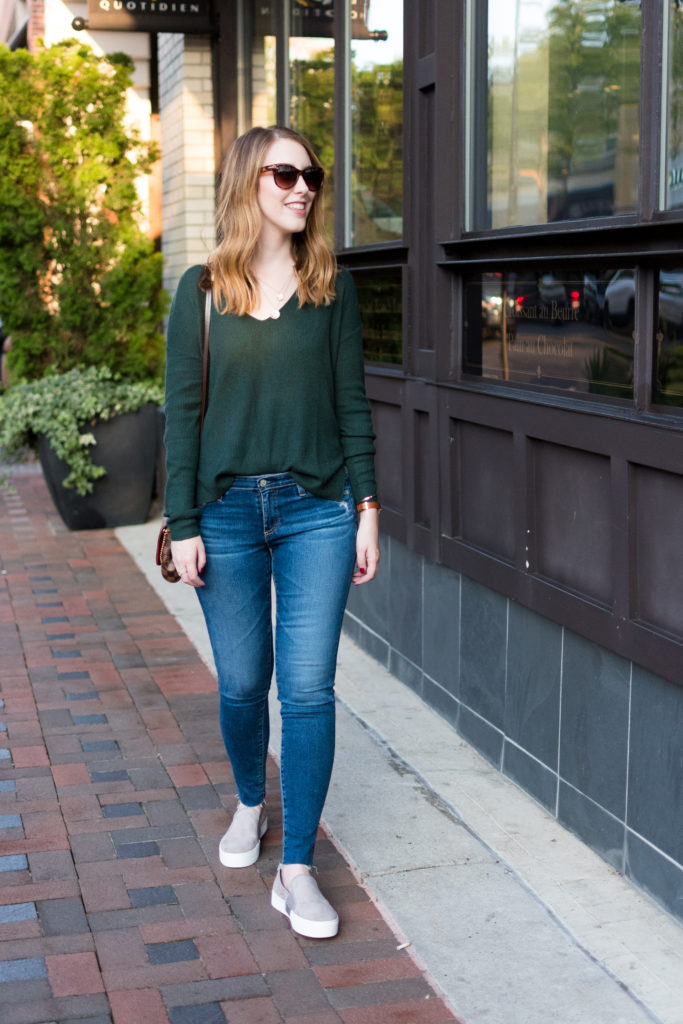 Sweater weather and slip on sneakers