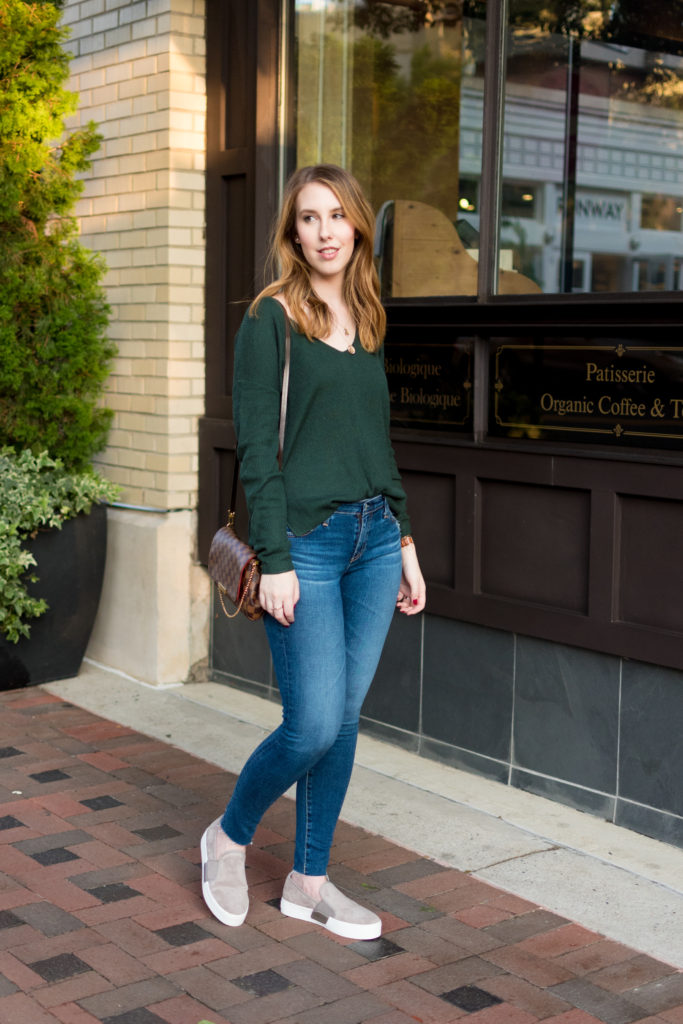 Sweater weather and slip on sneakers